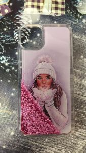 Силіконовий чохол з плаваючими блискітками на iPhone 11 Pro Max (6,5) Білі рукавиці