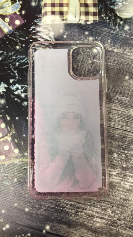 Силіконовий чохол з плаваючими блискітками на iPhone 11 Pro Max (6,5) Білі рукавиці