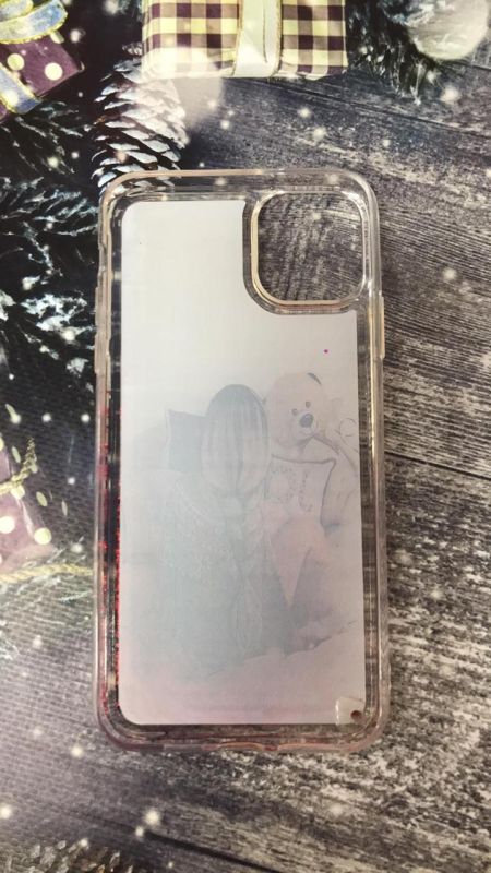 Силіконовий чохол з блискітками, що переливаються, для iPhone 11 Pro Max (6,5) Дівчина з ведмедиком