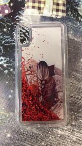 Силиконовый чехол с переливающимися блестками для iPhone X Девушка с мишкой