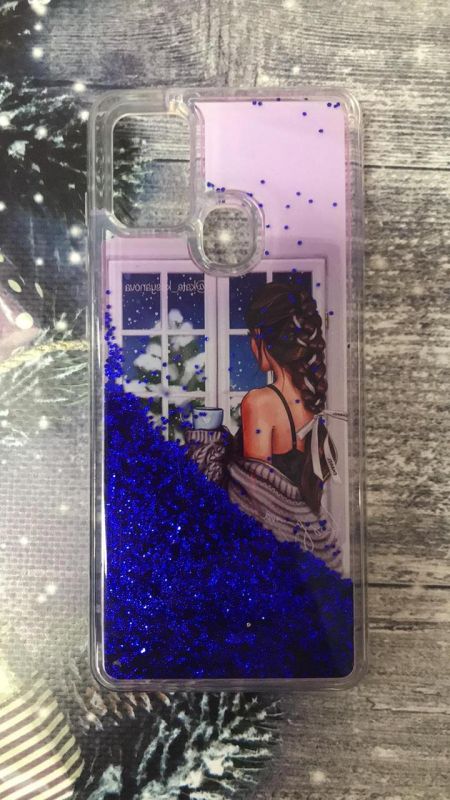 Силіконовий чохол з блискітками, що переливаються, для Samsung Galaxy А21s Дівчина біля вікна