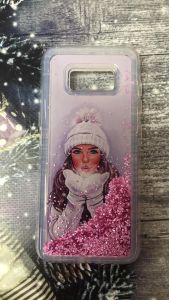 Силіконовий чохол з плаваючими блискітками на Samsung Galaxy S8 Білі рукавиці