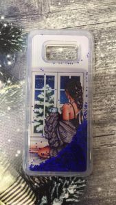 Силіконовий чохол з плаваючими блискітками на Samsung Galaxy S8 Дівчина біля вікна