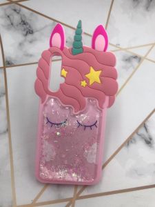 Чохол силіконовий 3D Case з плаваючими блискітками на Huawei Nova 5T рожевий Єдиноріг