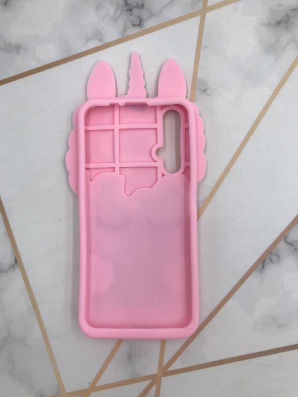 Чохол силіконовий 3D Case з плаваючими блискітками на Huawei Nova 5T рожевий Єдиноріг