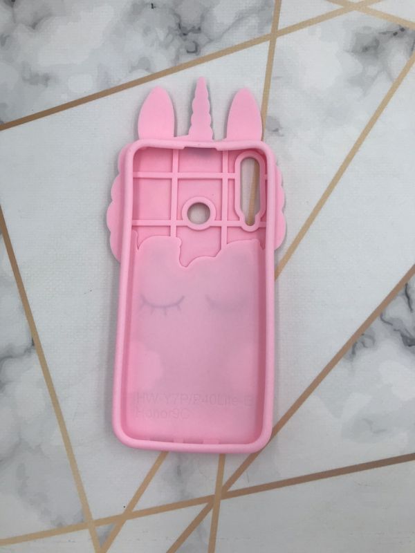 Чохол силіконовий 3D Case з плаваючими блискітками на Huawei Р40 lite E / Y7p / Honor 9C Рожевий Єдиноріг