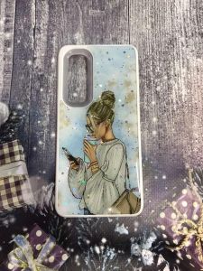 Силиконовый чехол с принтом для Xiaomi Redmi Note 10 Lite Девушка с телефоном