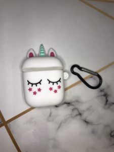 Силіконовий 3D чохол для навушників AirPods 1 і 2 покоління Єдиноріг фіолетовий