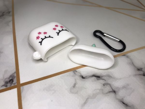 Силіконовий 3D чохол для навушників AirPods 1 і 2 покоління Єдиноріг фіолетовий