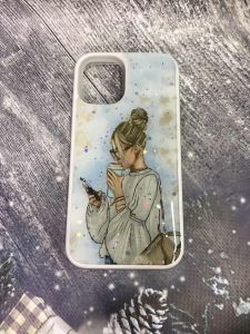 Силіконовий чохол з принтом для Apple iPhone mini 12 (5.4) Дівчина з телефоном