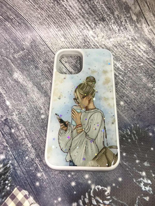 Силіконовий чохол з принтом для Apple iPhone mini 12 (5.4) Дівчина з телефоном