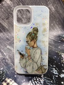 Силіконовий чохол з принтом для Apple iPhone 12 / 12 Pro (6.1) Дівчина з телефоном