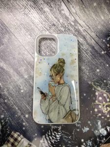 Силіконовий чохол з принтом для Apple iPhone 12 Pro Max Дівчина з телефоном