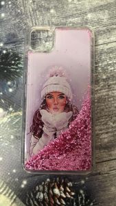 Силіконовий чохол з блискітками для Huawei Y5p Білі рукавички