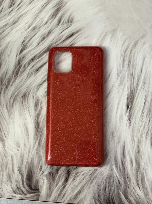 Силіконовий чохол з блискітками для Samsung Galaxy А81 Червоний