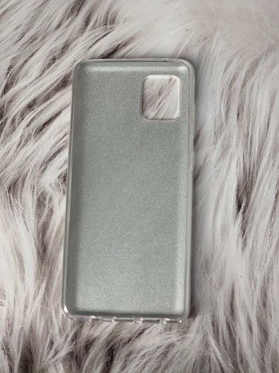 Силіконовий чохол з блискітками для Samsung Galaxy А81 Срібний