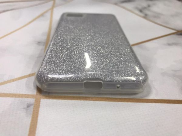 Силіконовий чохол із блискітками на Huawei Y5p Сріблястий