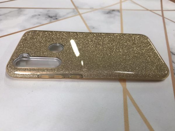 Силіконовий чохол з блискітками для Xiaomi Redmi Note 8 Золотий