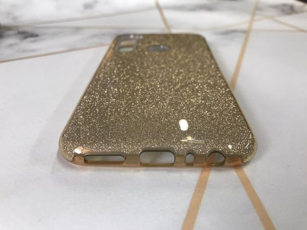 Силіконовий чохол з блискітками для Xiaomi Redmi Note 8 Золотий