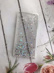 Силіконовий чохол з блискітками для SAMSUNG Galaxy J7(2016) J710 Срібло на прозорому