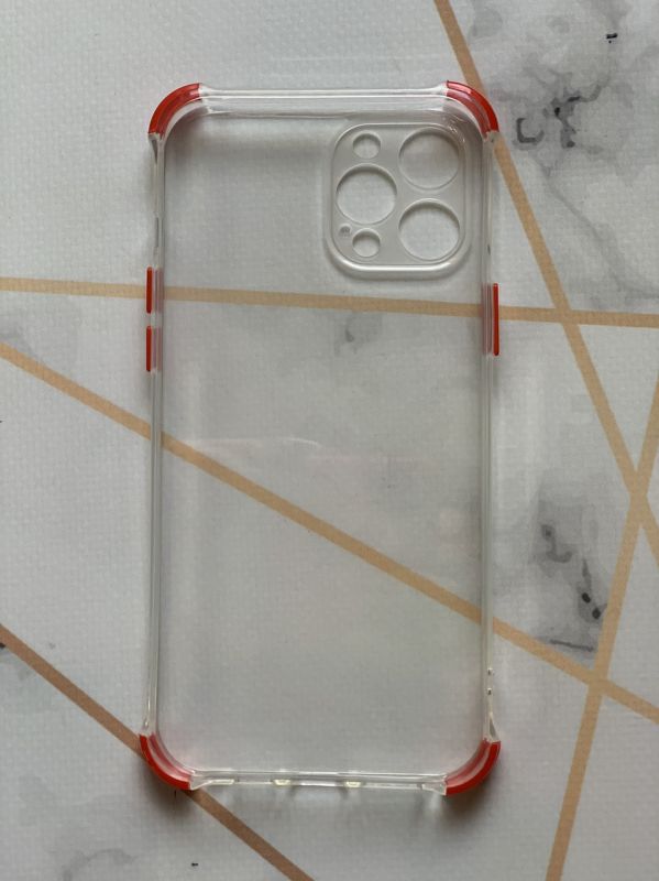 Прозорий силіконовий чохол з потовщеними кутами червоного кольору для iPhone 12 / 12 Pro