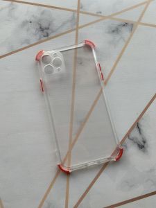 Прозорий силіконовий чохол з потовщеними кутами червоного кольору для iPhone 11 Pro Max (6,5)