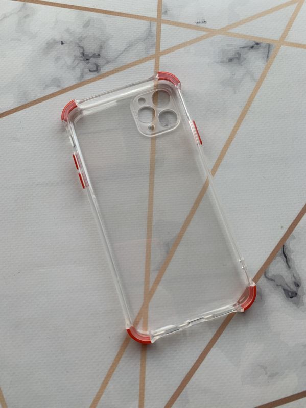 Прозорий силіконовий чохол з потовщеними кутами червоного кольору для iPhone 11 Pro Max (6,5)