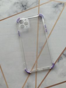 Прозорий силіконовий чохол з потовщеними кутами фіолетового кольору для iPhone 11 Pro Max (6,5)