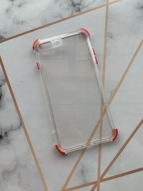 Прозорий силіконовий чохол з потовщеними кутами червоного кольору для Iphone 7, 8