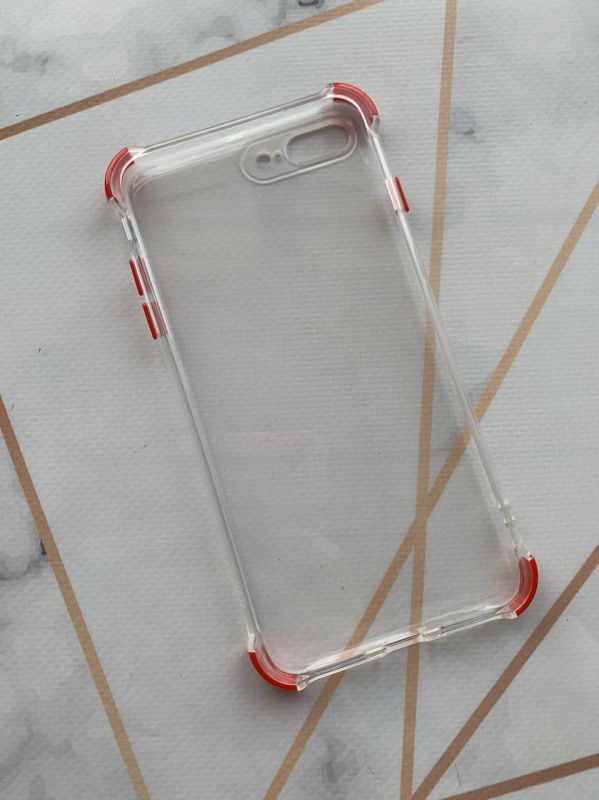 Прозорий силіконовий чохол з потовщеними кутами червоного кольору для Iphone 7, 8