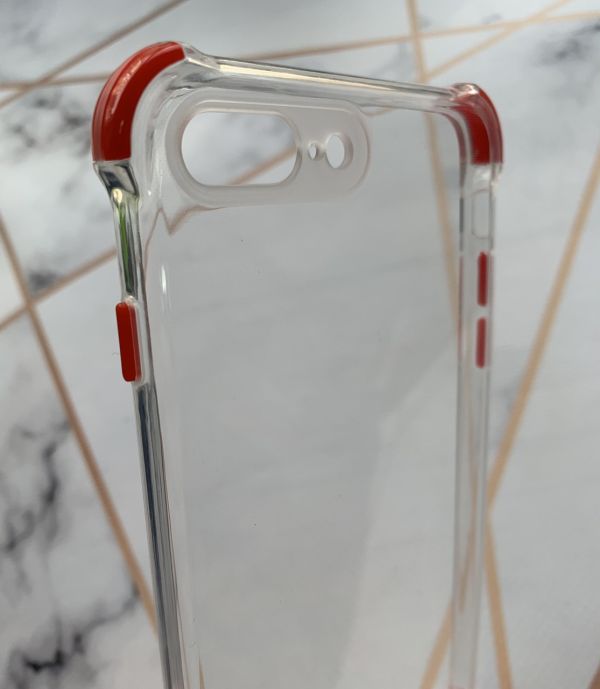 Прозорий силіконовий чохол з потовщеними кутами червоного кольору для Iphone 7, 8