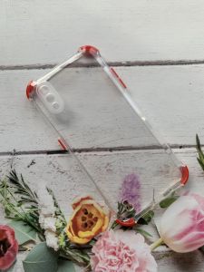 Прозорий силіконовий чохол з потовщеними кутами червоного кольору для Samsung Galaxy A01