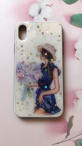 Силіконовий чохол із принтом для iPhone XR Дівчина у синьому