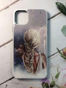 Силіконовий чохол з принтом і блисками для Apple iPhone 11 Pro Max (6,5) Дівчина з косою