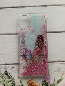 Силіконовий чохол з рухливими блискітками для Samsung Galaxy M31s Дівчина і вежа