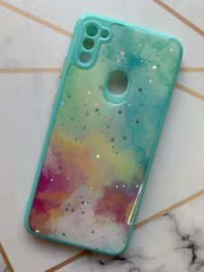 Силіконовий чохол з принтом для Samsung Galaxy А11 Галактика бірюзова