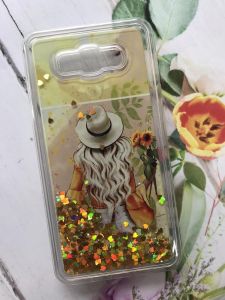 Силіконовий чохол з рухливими блискітками на SAMSUNG Galaxy J7(2016) J710 Дівчина з соняшниками