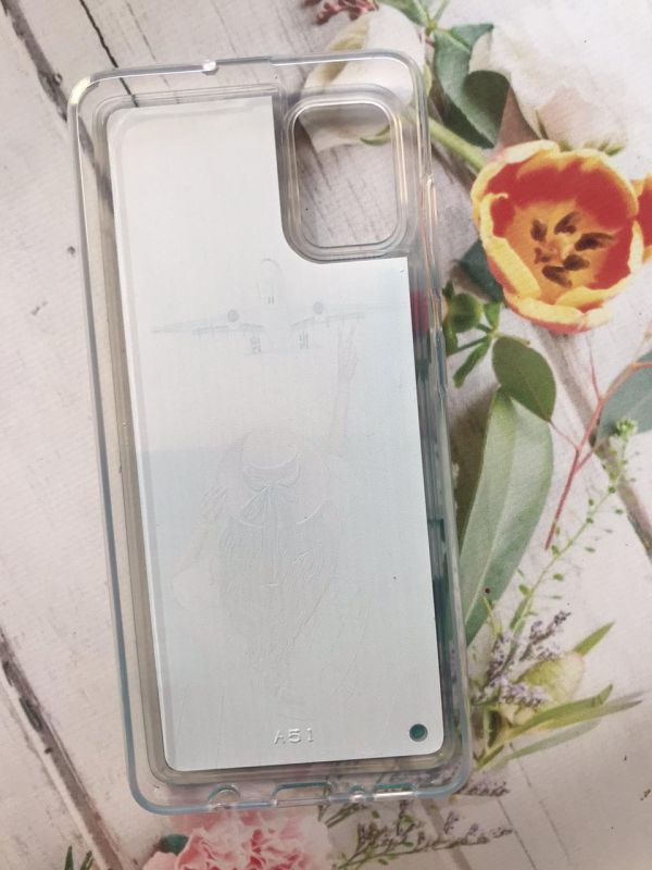 Силіконовий чохол з плаваючими блискітками на Samsung Galaxy A51 Дівчина і літак