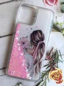 Чохол з блискітками, що переливаються, для iPhone 12 Pro Max Дівчина з квітами