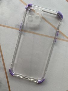 Прозорий силіконовий чохол з потовщеними кутами фіолетового кольору для iPhone 12