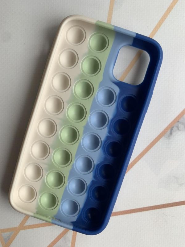Силіконовий чохол Поп іт Антистрес Поп-Іт Pop It для iPhone 11 (6,1) Попит Синьо-білий