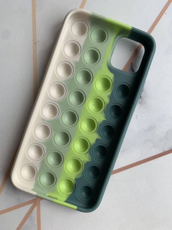 Силіконовий чохол Поп іт Антистрес Поп-Іт Pop It для iPhone 11 Pro Max (6,5) Попит Зелено-білий