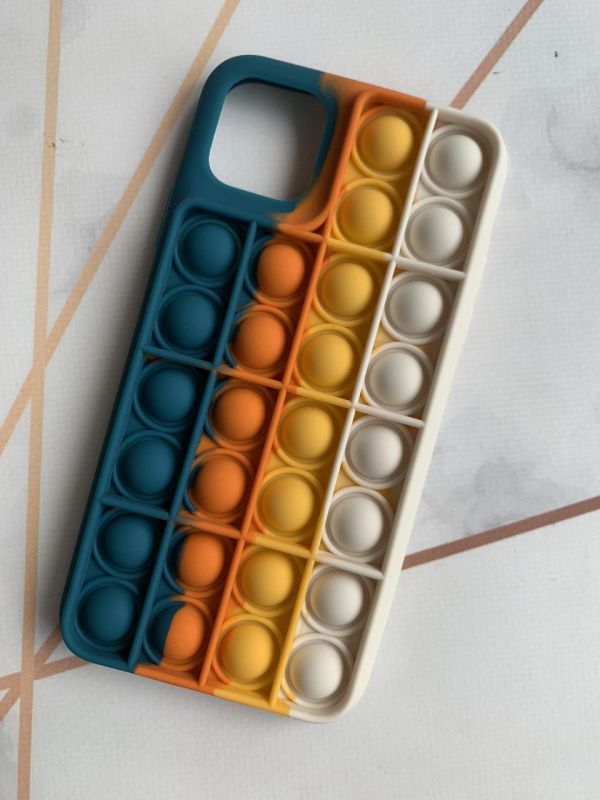 Силіконовий чохол Поп іт Антистрес Поп-Іт Pop It для iPhone 11 Pro Max (6,5) Попит Бірюзово-білий