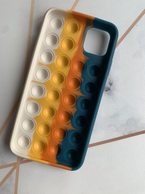 Силіконовий чохол Поп іт Антистрес Поп-Іт Pop It для iPhone 11 Pro Max (6,5) Попит Бірюзово-білий