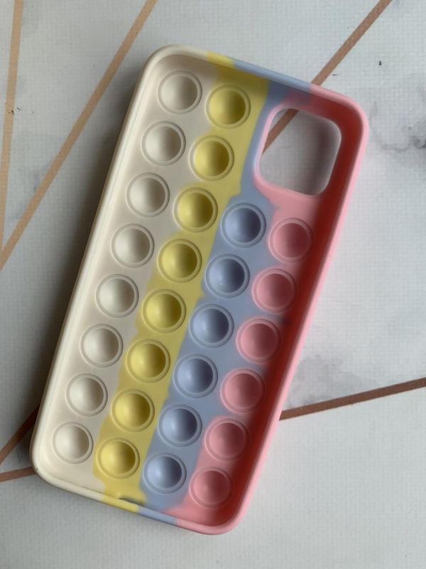 Силіконовий чохол Поп іт Антистрес Поп-Іт Pop It для iPhone 11 Pro Max (6,5) Попит Рожево-білий