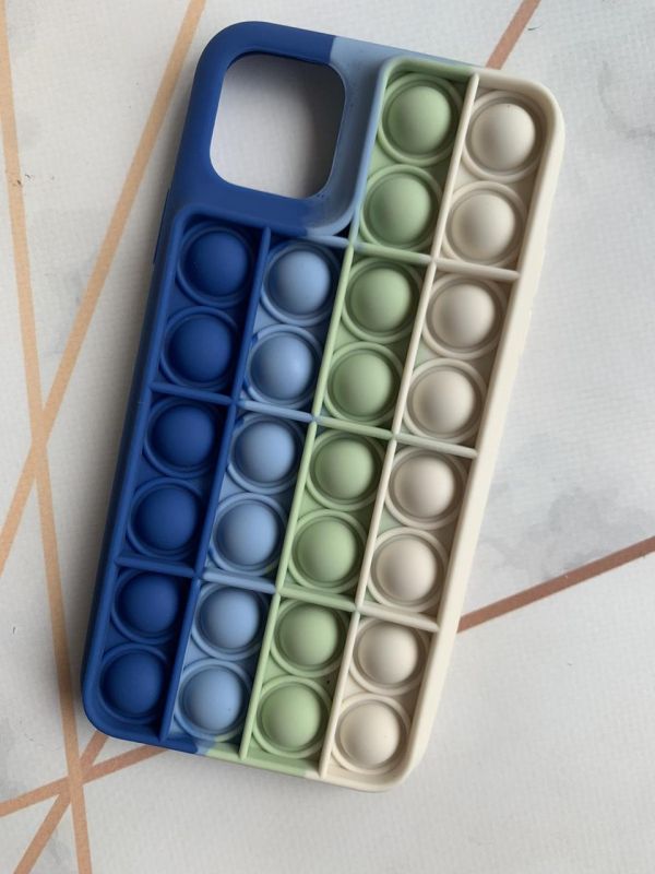 Силіконовий чохол Поп іт Антистрес Поп-Іт Pop It для iPhone 11 Pro Max (6,5) Попит Синьо-білий