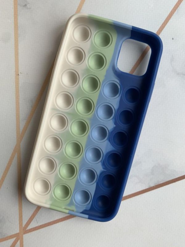 Силіконовий чохол Поп іт Антистрес Поп-Іт Pop It для iPhone 11 Pro Max (6,5) Попит Синьо-білий