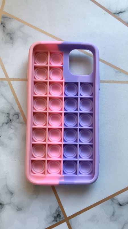 Силіконовий чохол Поп іт Антистрес Поп-Іт Pop It для iPhone 11 Pro Max (6,5) Попит Фіолетовий + рожевий