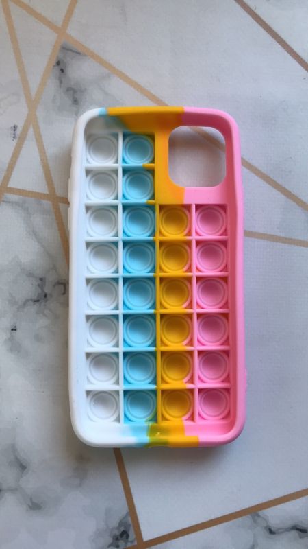 Силіконовий чохол Поп іт Антистрес Поп-Іт Pop It для iPhone 11 Pro Max (6,5) Попит Рожево-Білий