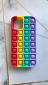 Силіконовий чохол Поп іт Антистрес Поп-Іт Pop It для iPhone mini 12 (5.4) Попит Червоно-Фіолетовий